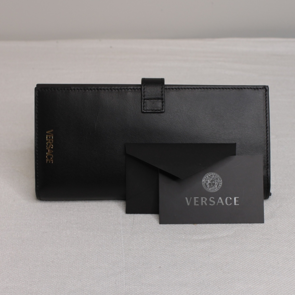 Versace Black Leather Bifold Wallet